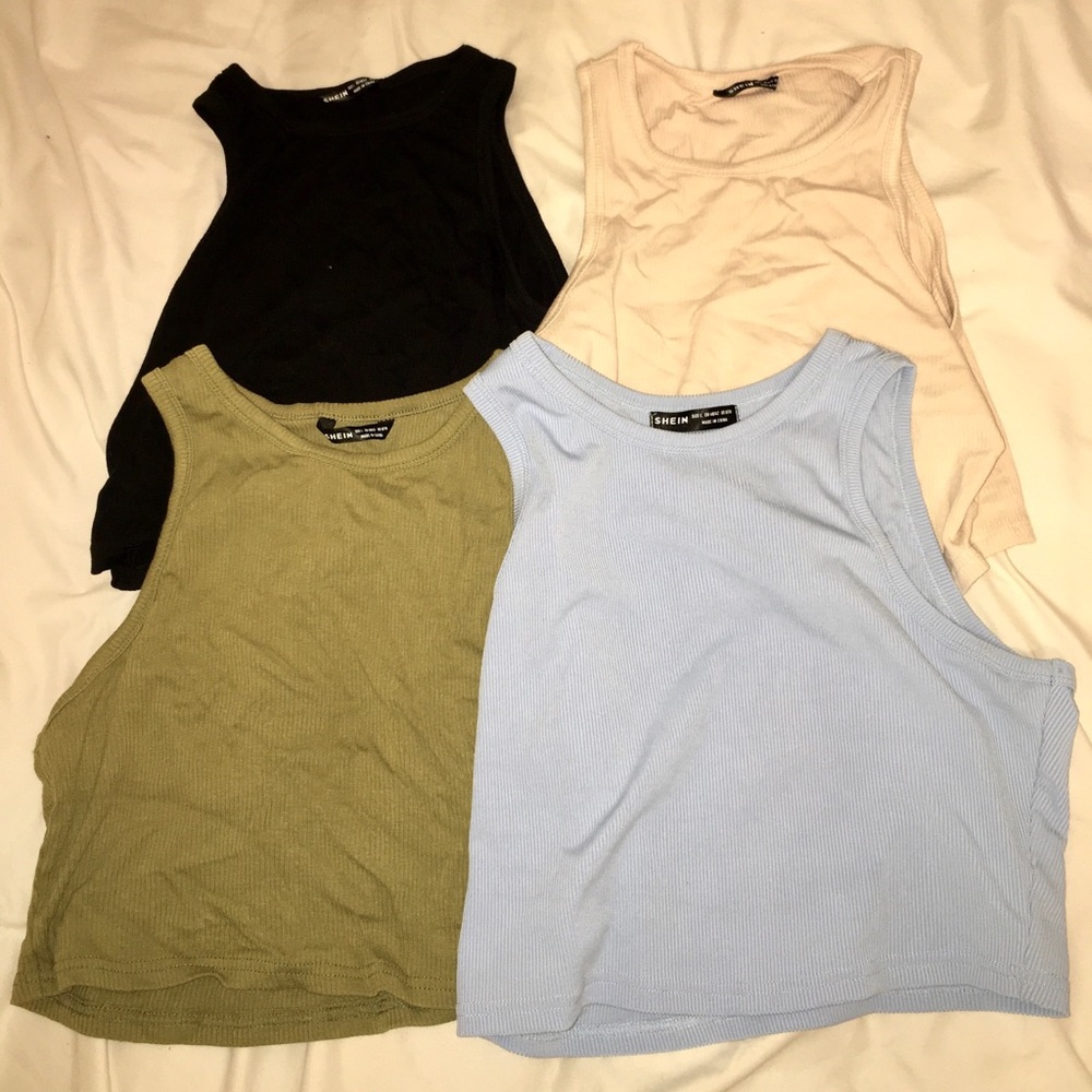 SHEIN Ribbed Crop Tank Tops